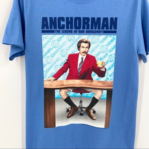 Anchorman The Legend of Ron Burgundy Mens Blue Tee T-Shirt Size Small - Picture 2 of 6